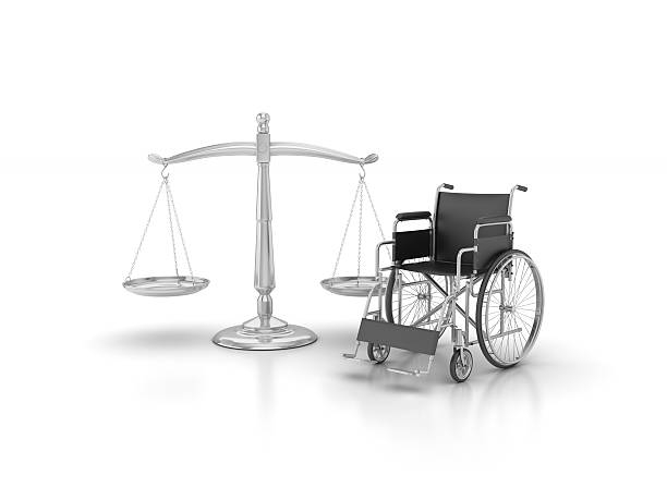 A balance scale beside a wheelchair.